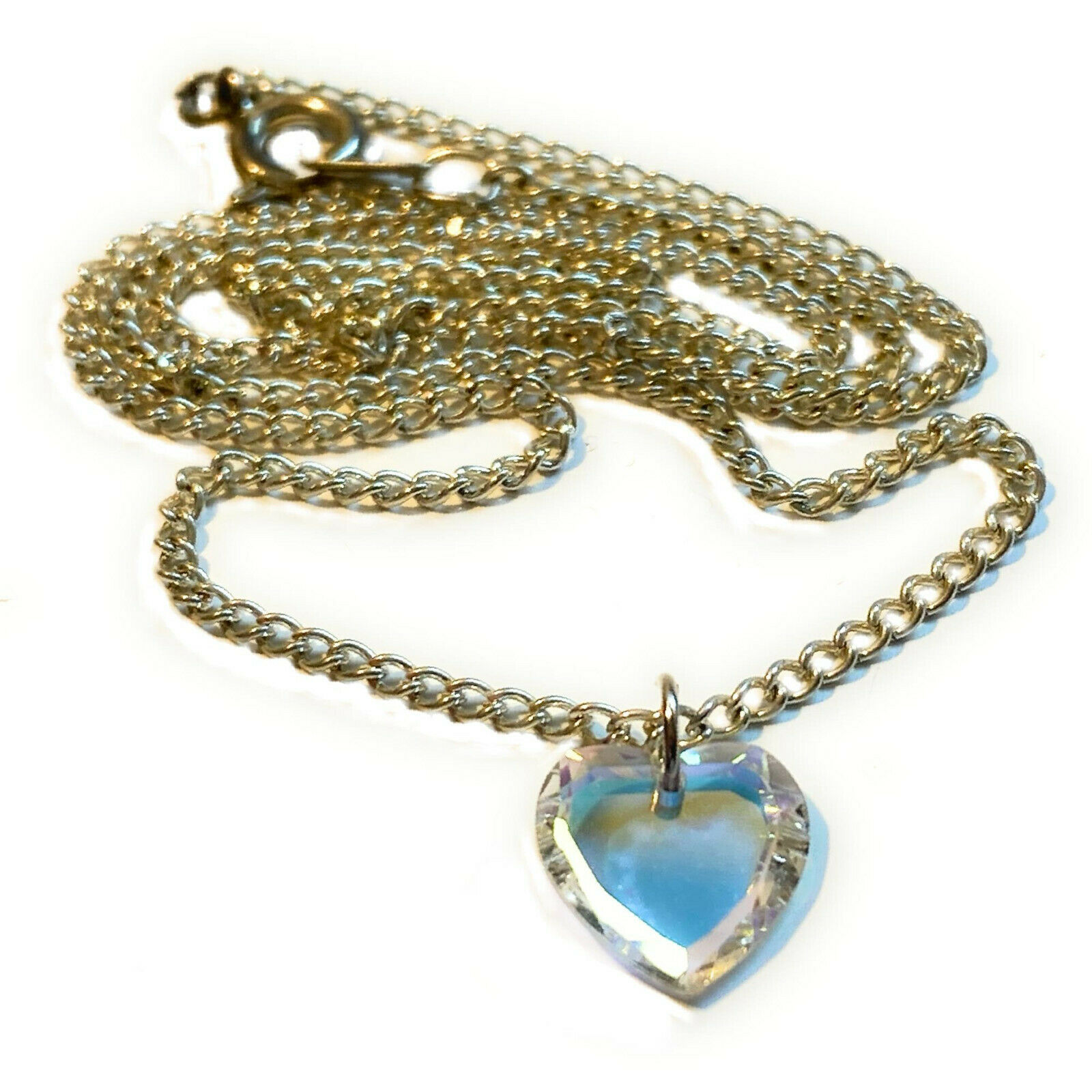 Collana con cuore swarovski pendente da donna catenina argento girocollo 45 cm