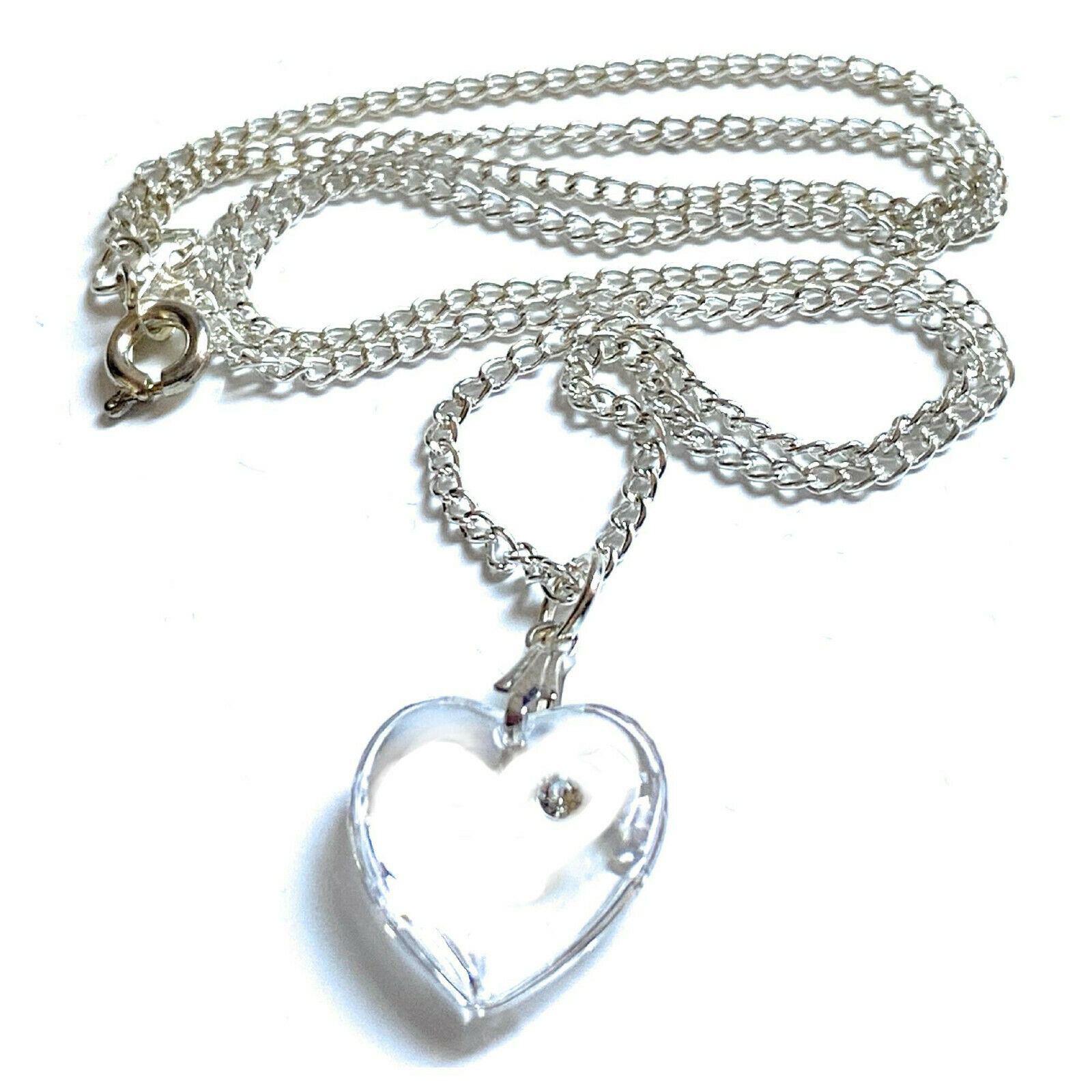 Collana Swarovski da donna con ciondolo cuore catenina lunga 45 cm argento di